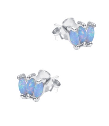 Three Opal Stone Silver Stud Earring STS-6301